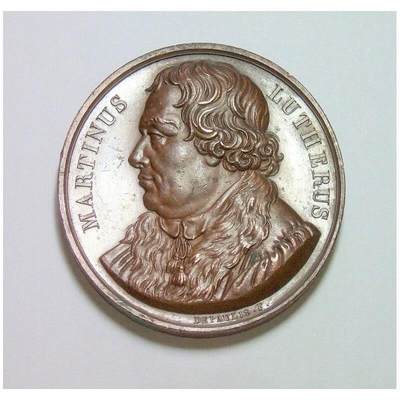 法国1821年 马丁路德高浮雕精制大铜章 40MM - 法国1821年 马丁路德高浮雕精制大铜章 40MM
