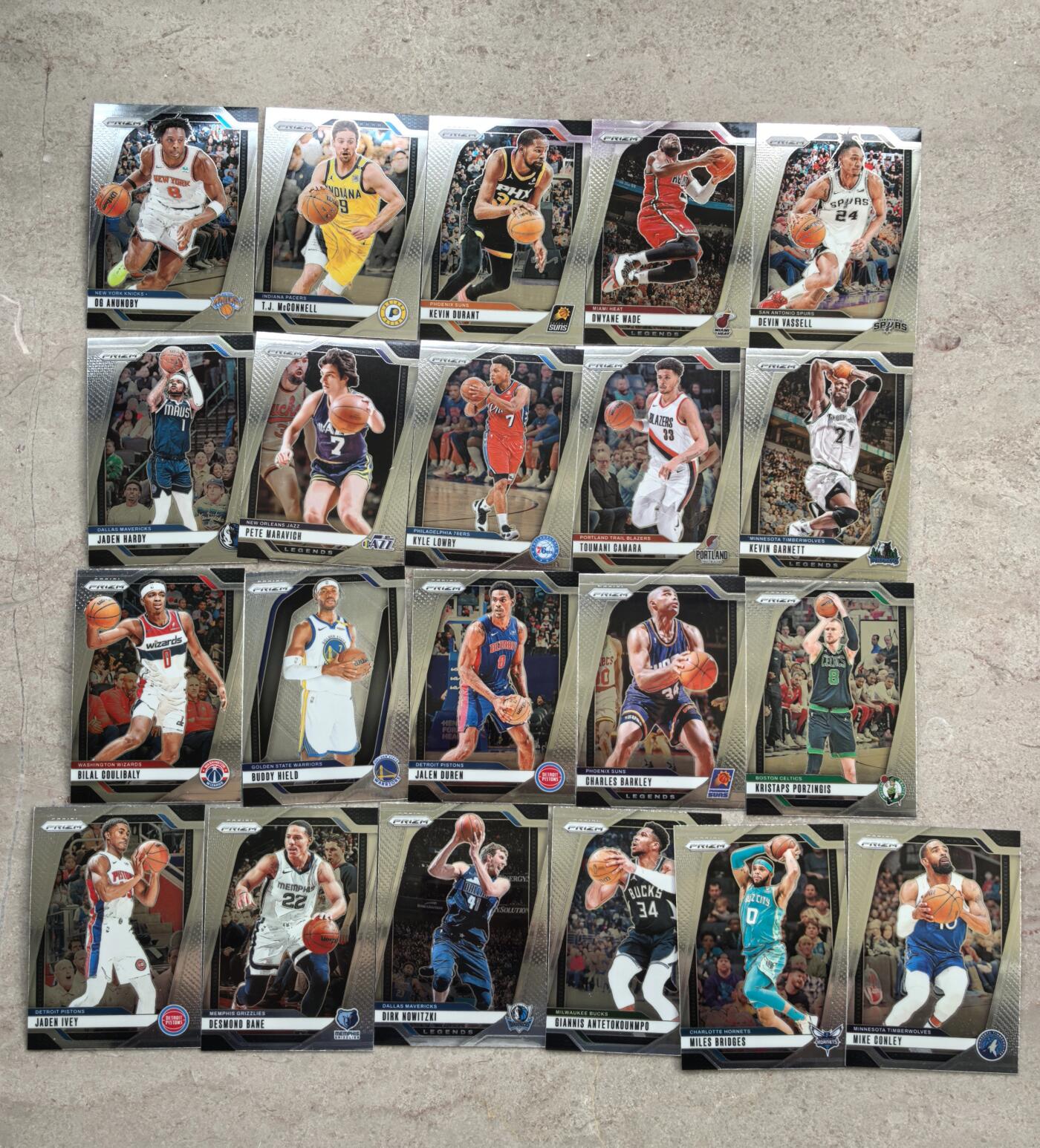 【博洋堂】卡牌拍卖专场第002期 2024-25 Panini NBA Prizm系列 杜兰特 韦德 加内特 巴克利 诺维斯基等21张一组