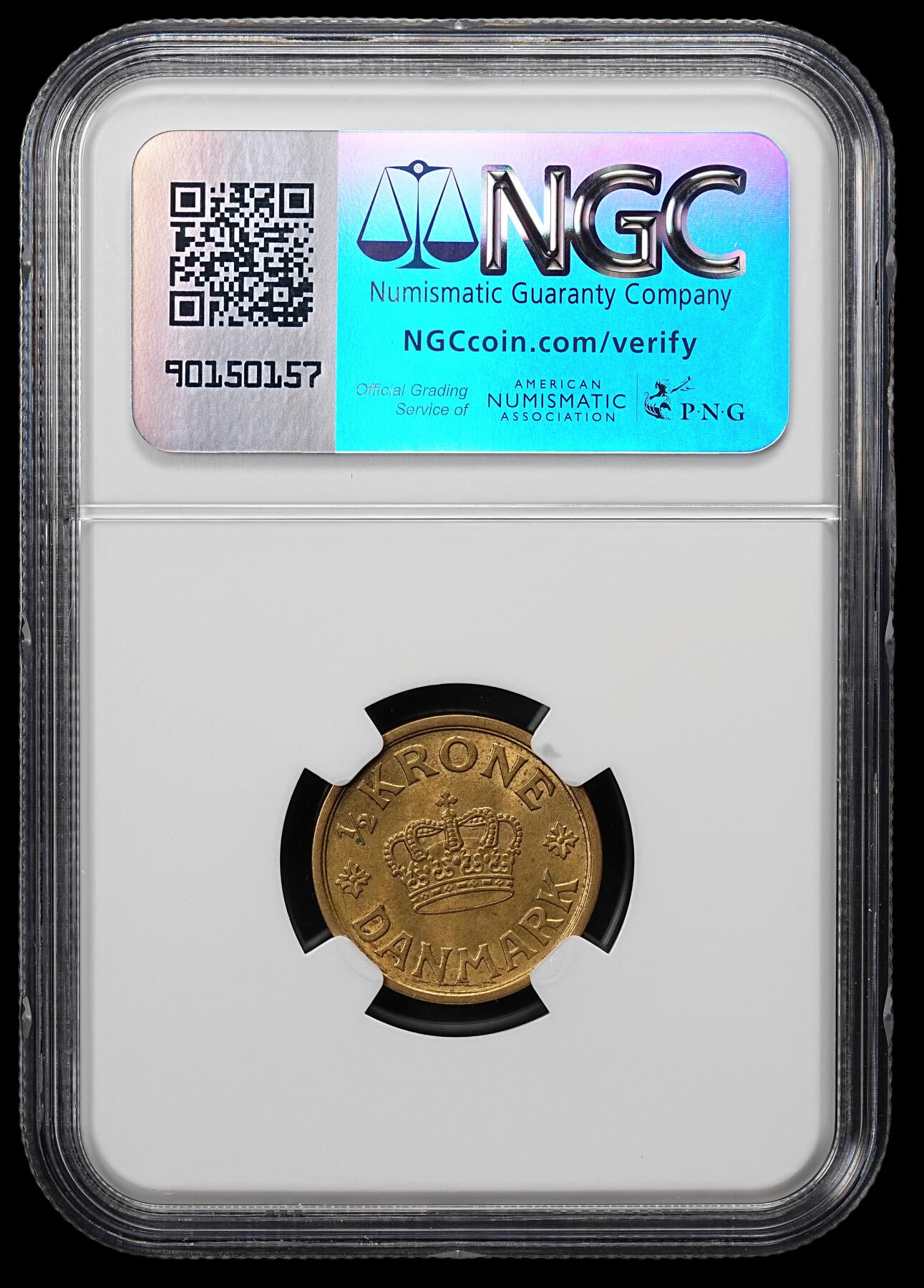 修遠堂世界钱币第七十九期 NGC MS64 1940年丹麦1/2克朗