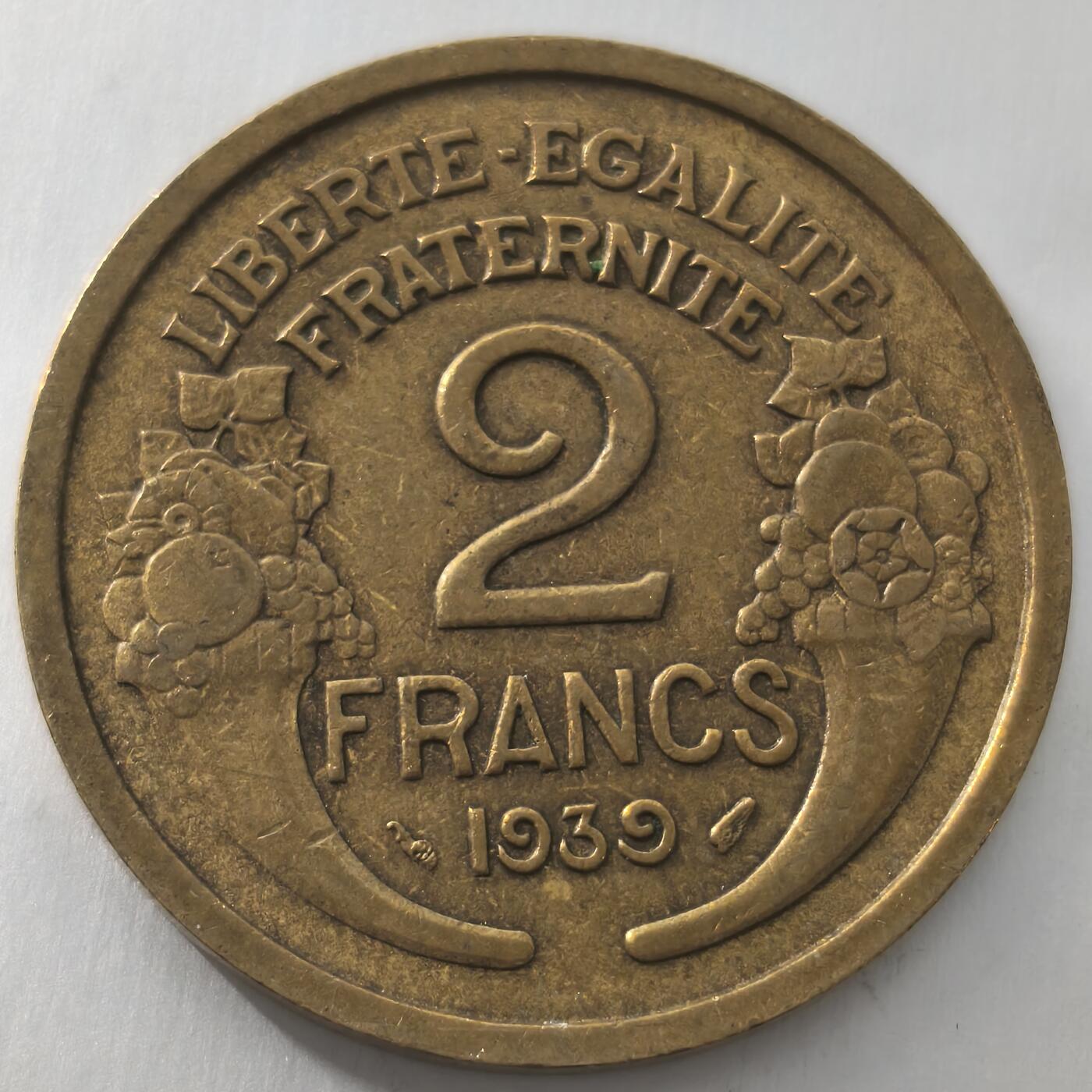 Krab外币市集Vol.23 法国1939年2法郎