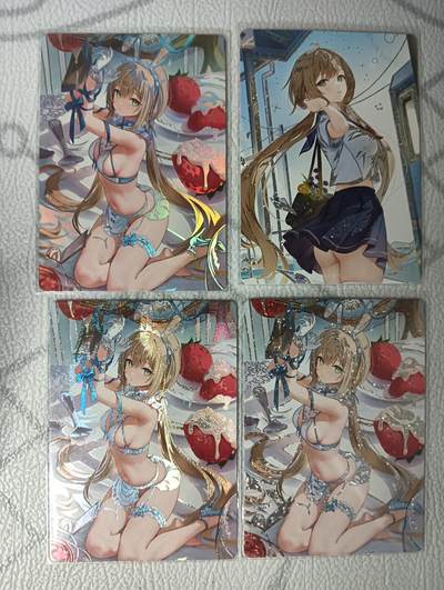 花开卡拍第33期（8月3号周日截拍，品控勿拍!!!拍品不寄存，运费5元，自制卡难免瑕疵，可能存在轻微撞角爆边等出厂瑕疵，品控介意勿拍！） - 鸡腿卡牌 兔女郎三闪纹+学生妹钻闪 卡背都是艺术版