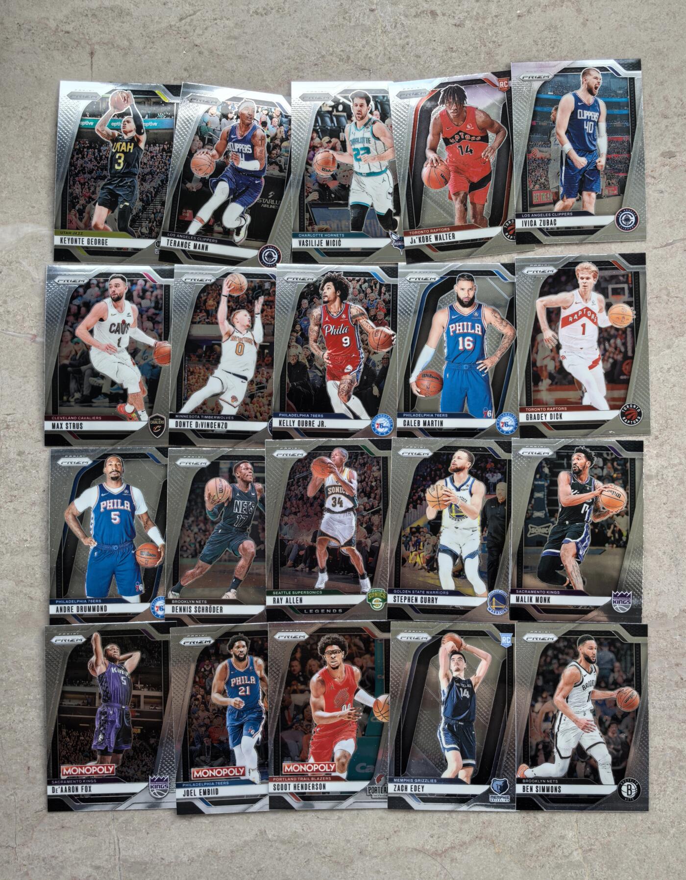 【博洋堂】卡牌拍卖专场第002期 2024-25 Panini NBA Prizm系列 库里 雷阿伦等20张一组