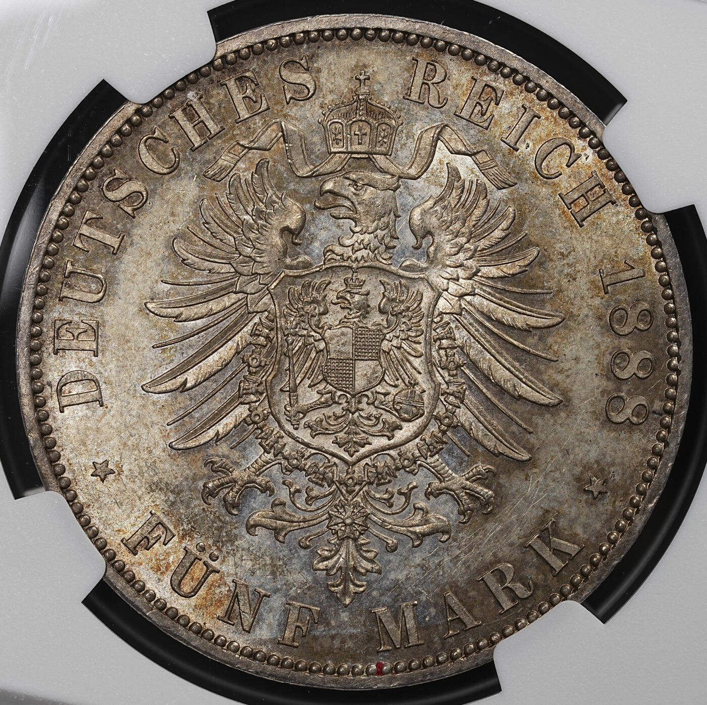 修遠堂世界钱币第七十九期 NGC MS62 1888年普鲁士5马克银币 腓特烈三世