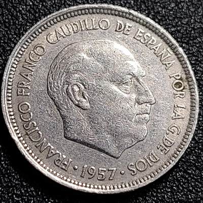 泉币菌-第69场-精品欢乐场-第2场 / 福利放送，感谢大家一直以来的支持。68-72场中，凡拍中15单及以上者，非偏远地区购买者，其所购所有商品满30包邮。       （特别说明：偏远地区包邮条件除满足购满15单及以上外，内蒙古、青海、西藏、宁夏需要满48包邮，新疆、西藏需要满68包邮。） 西班牙1957年5比塞塔 弗朗哥鹰徽23mm