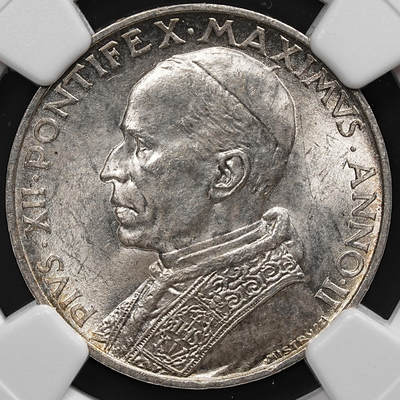 修遠堂世界钱币第七十九期 - NGC MS63 1940年梵蒂冈5里拉银币 