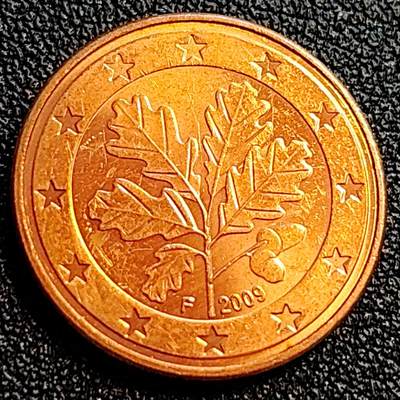 泉币菌-第71场-精品欢乐场-第4场 / 福利放送，感谢大家一直以来的支持。68-72场中，凡拍中15单及以上者，非偏远地区购买者，其所购所有商品满30包邮。       （特别说明：偏远地区包邮条件除满足购满15单及以上外，内蒙古、青海、西藏、宁夏需要满48包邮，新疆、西藏需要满68包邮。） - 美品 五叶橡树 德国 5欧分硬币 21毫米 3.9克 