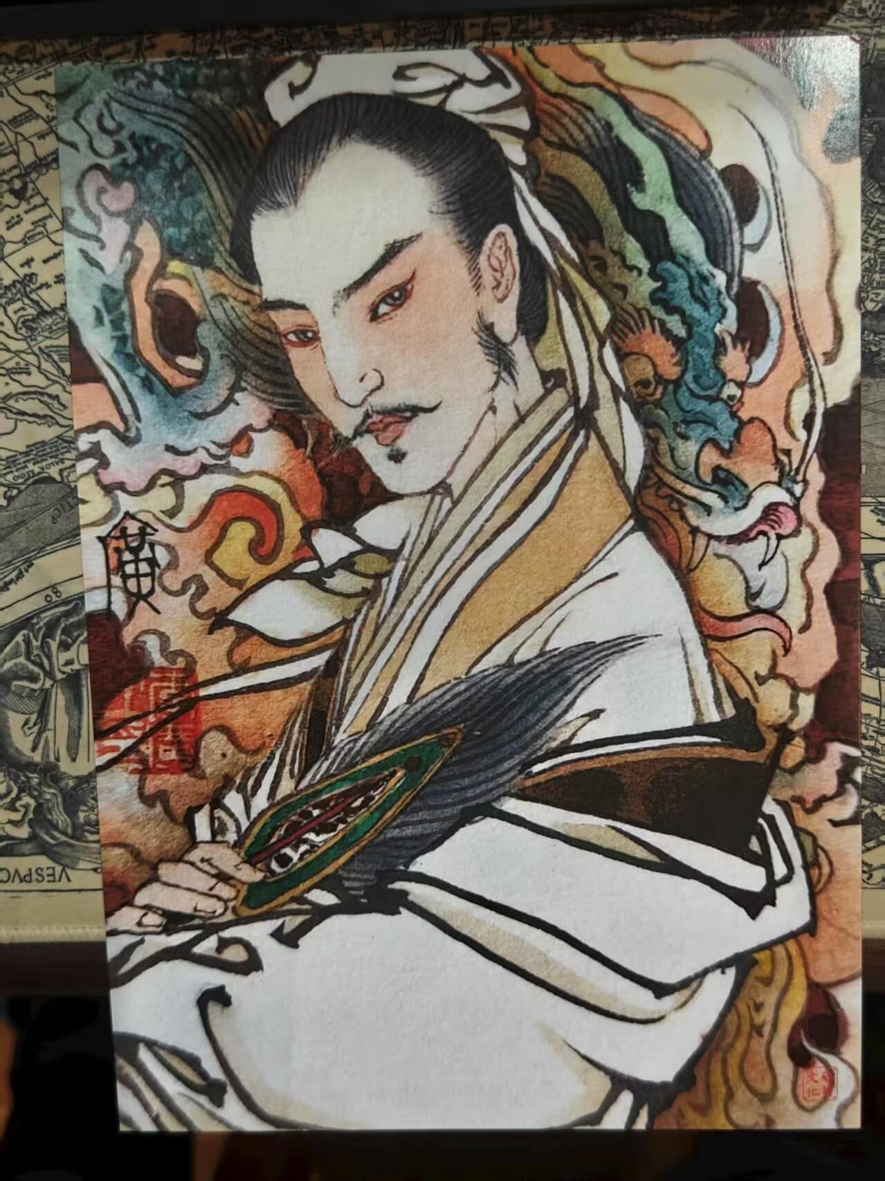 龙虎卡牌第48场 （无佣金，满120包邮，欢迎送拍，摩点开车） A4复刻画 启读 李广-诸葛亮