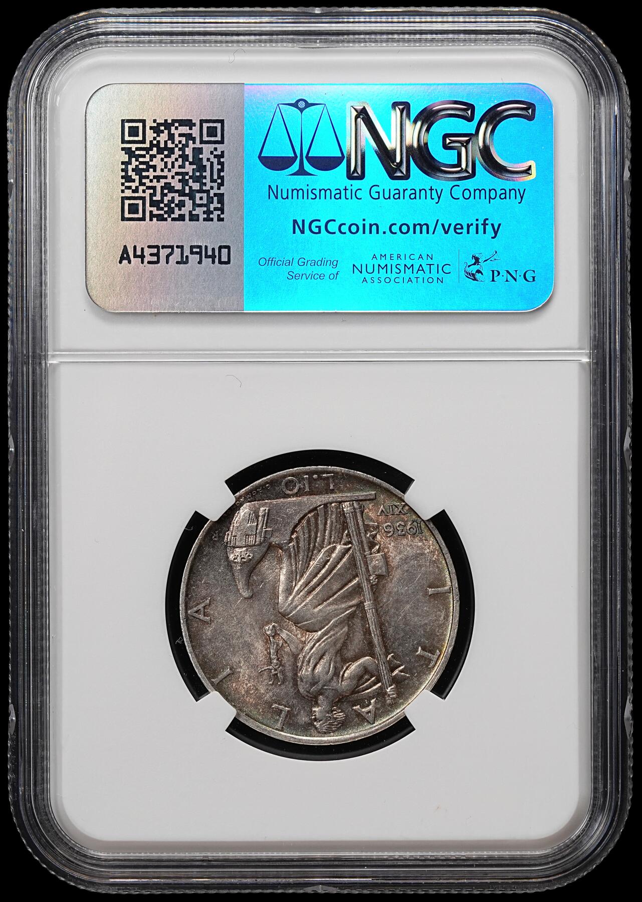 修遠堂世界钱币第七十九期 NGC MS62 1936年意大利10里拉银币 五彩