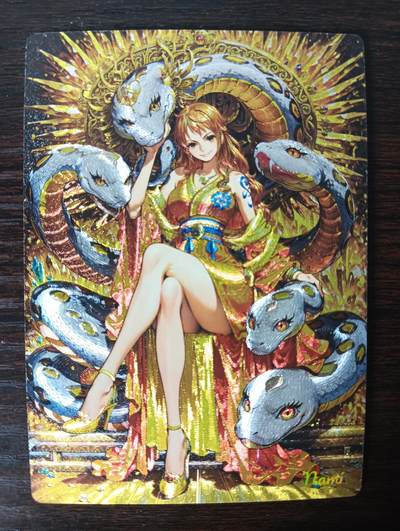 花开卡拍第33期（8月3号周日截拍，品控勿拍!!!拍品不寄存，运费5元，自制卡难免瑕疵，可能存在轻微撞角爆边等出厂瑕疵，品控介意勿拍！） - 奇点卡牌 海贼王 娜美 粗闪1张