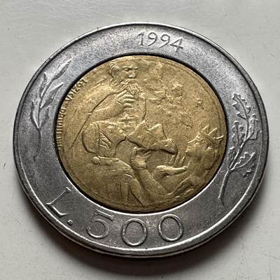 🌹外币初藏🌹🐯2025年第83场  每周二四六晚8️⃣点 接代拍 - 圣马力诺1994年500里拉