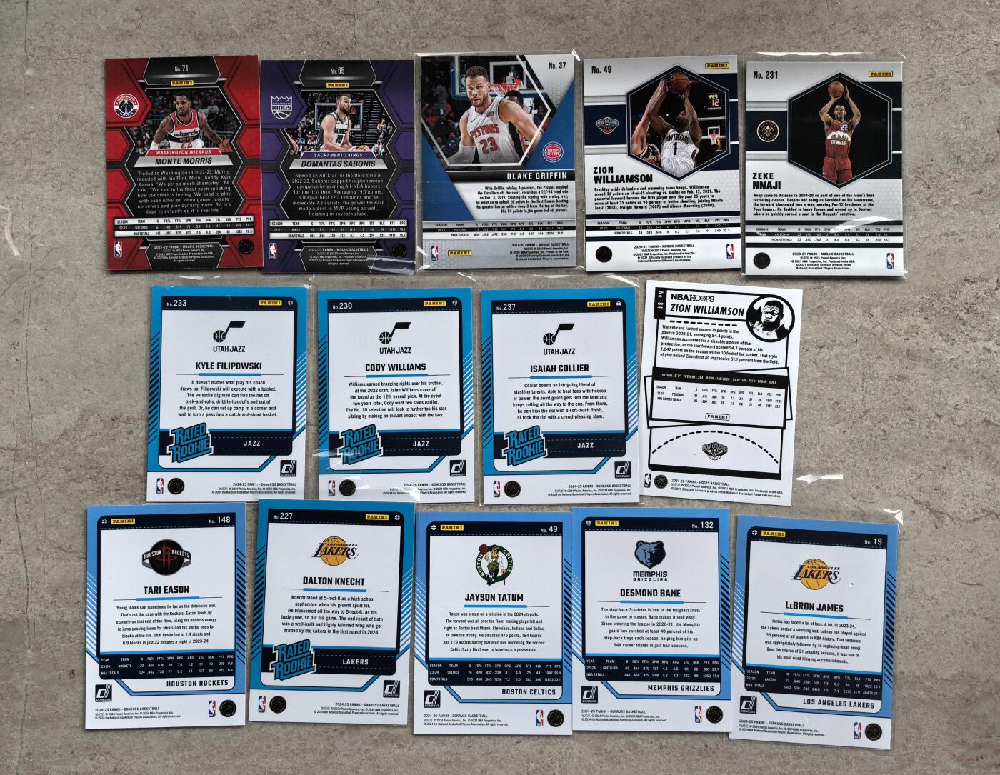 【博洋堂】卡牌拍卖专场第002期 Panini NBA 马赛克系列 杜蕾斯系列 锡安 勒布朗詹姆斯 格里芬等14张一组