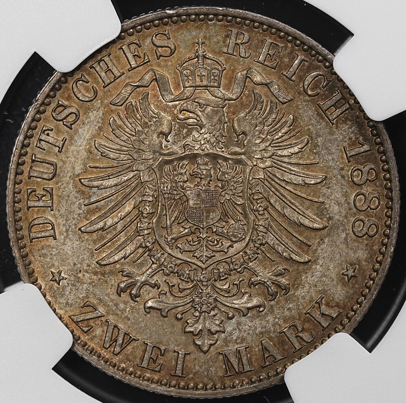 修遠堂世界钱币第七十九期 NGC MS61 1888年普鲁士2马克银币 腓特烈三世