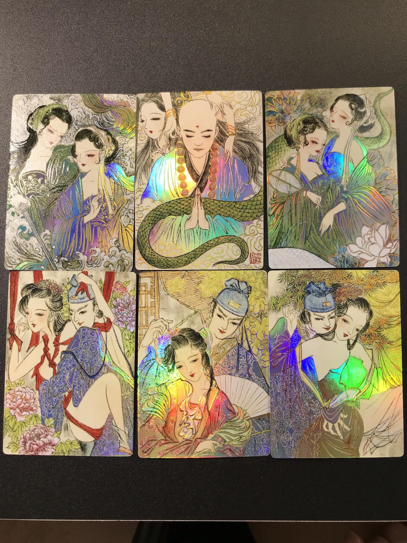 公益拍NO.3期 热点+经典，史上最强！买家0佣金！卖家送拍0抽成！（周六晚8点截拍，量大管饱！）   摩点 莹彩意《白蛇传》3张+《金瓶梅》3张 彩闪 共6张