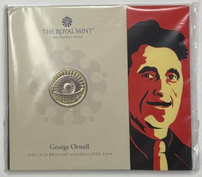 S&S Numismatic世界钱币-拍卖 第112期  - 英国2025年 作家-乔治·奥威尔 2英镑双色纪念币官方卡币