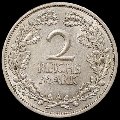 修遠堂世界钱币第七十九期 - 1927年德国2马克银币 A厂铭
