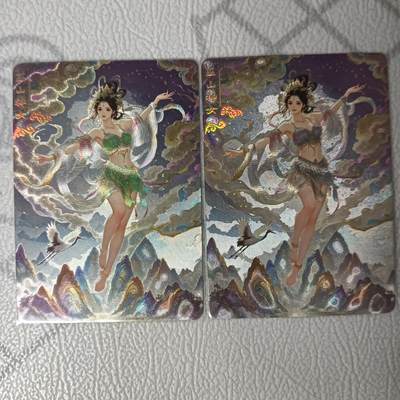 花开卡拍第33期（8月3号周日截拍，品控勿拍!!!拍品不寄存，运费5元，自制卡难免瑕疵，可能存在轻微撞角爆边等出厂瑕疵，品控介意勿拍！） - 卡乐，巫山神女，冷烫粗闪一对