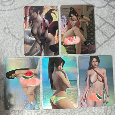 花开卡拍第33期（8月3号周日截拍，品控勿拍!!!拍品不寄存，运费5元，自制卡难免瑕疵，可能存在轻微撞角爆边等出厂瑕疵，品控介意勿拍！） - 不知火舞卡牌 海边3张现代版+传统服饰2张 折光彩闪 含1张艺术版