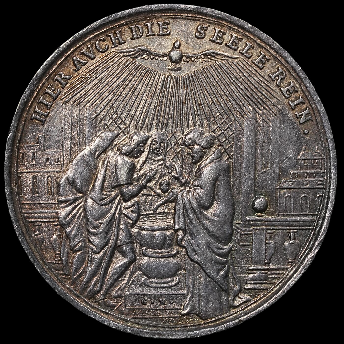修遠堂世界钱币第七十九期 18世纪德国宗教题材银章 27.61mm，6.42g