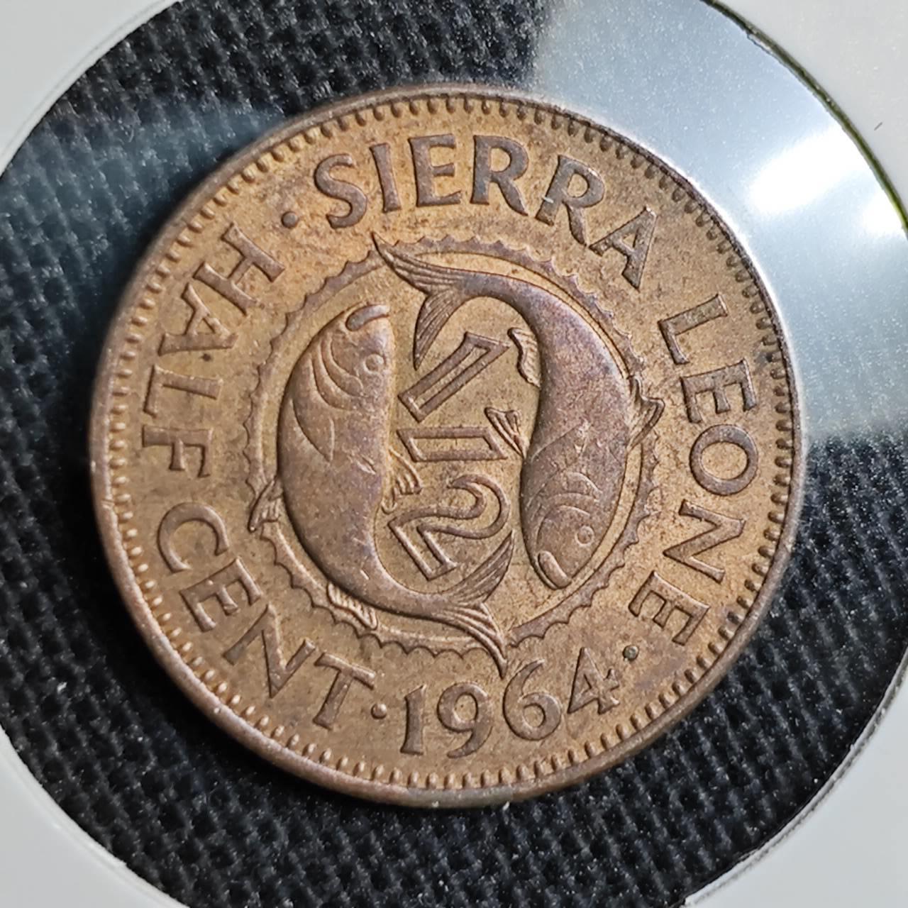 KK钱币收藏小铺 第315期 2月预留时间 周末发货 1964塞拉利昂1/2分 铜币