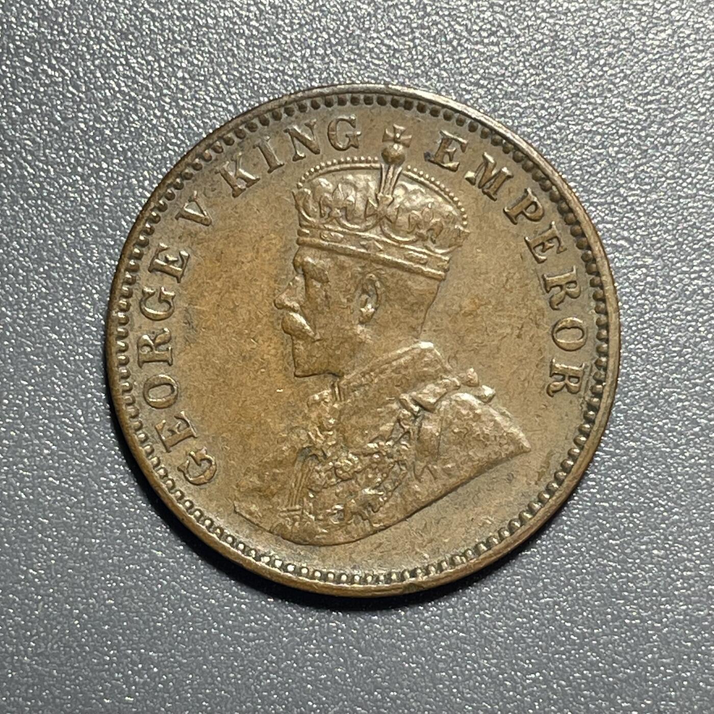 回流0801 英属印度1956年1/4安娜铜币 未流通巧克力美品