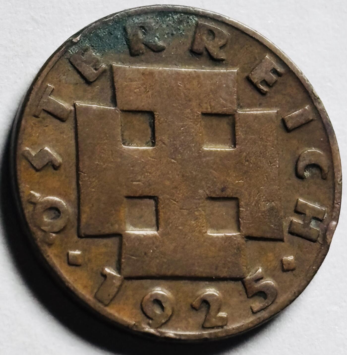 文馨钱币收藏第 264 场，优选精品银币，老铜币场，因寄存快到期太多，本场拍品不预留，中拍不满包邮请付邮费，请勿后台私信讨价还价，接受不了邮费的不要拍 少见 1925 年奥地利 2 格罗申铜币