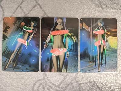 花开卡拍第33期（8月3号周日截拍，品控勿拍!!!拍品不寄存，运费5元，自制卡难免瑕疵，可能存在轻微撞角爆边等出厂瑕疵，品控介意勿拍！） - 嘎嘎鸭卡牌 黑丝执剑 一套3张 折光彩闪 艺术版