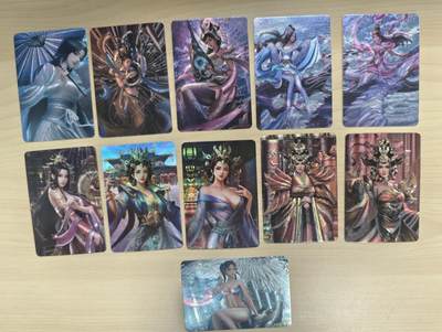 花开卡拍第33期（8月3号周日截拍，品控勿拍!!!拍品不寄存，运费5元，自制卡难免瑕疵，可能存在轻微撞角爆边等出厂瑕疵，品控介意勿拍！） - 宁缺卡牌 竖版古风美女 半粗闪 11张