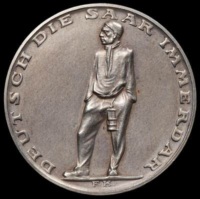 修遠堂世界钱币第七十九期 - 1935年萨尔区公投纪念银章 36.20mm，21.77g