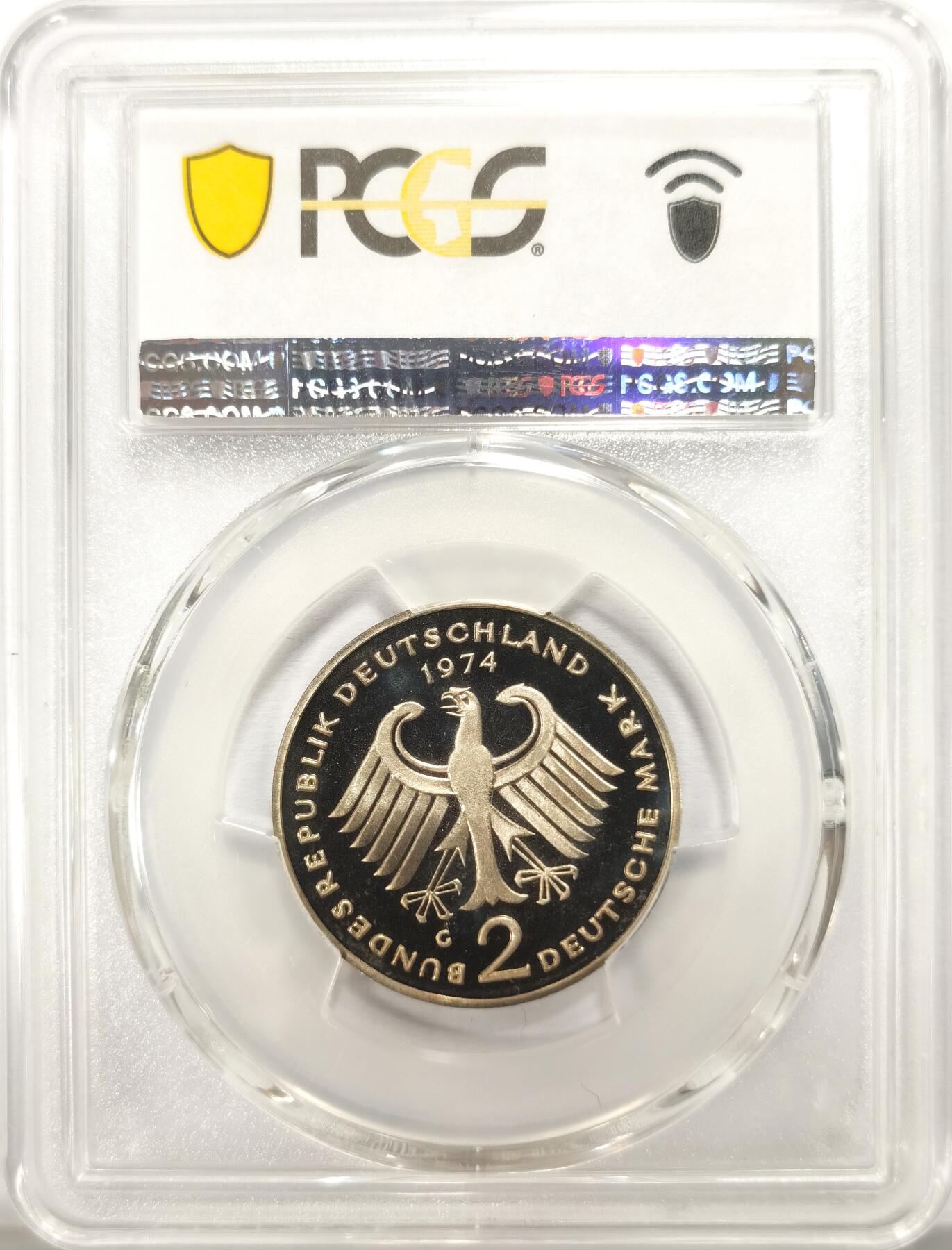 博洋堂世界钱币拍卖第134期（全场包邮） PCGS PR68DCAM 联邦德国西德1974年G版阿登纳2马克纪念镍币