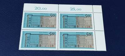 德国邮票专场，都是四方联 - 德国邮票四方连，1975年发行，欧洲建筑遗产   脑恩尼斯街建筑，品相如图
