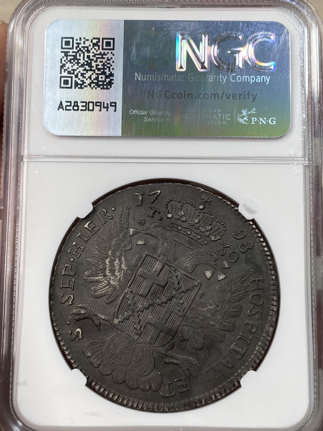万国钱币拍卖第050期（万国五十期纪念大拍） NGC AU50 1798年马耳他费迪南德·霍姆佩什30塔里大银币 深邃的铸造痕迹与欧陆黑漆古包浆 收藏级别