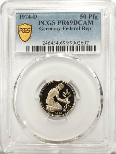 博洋堂世界钱币拍卖第134期（全场包邮） - PCGS PR69DCAM 联邦德国西德1974年D版50芬尼镍币