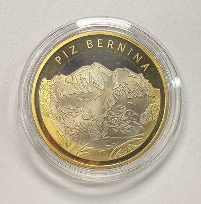 S&S Numismatic世界钱币-拍卖 第112期  - 瑞士2006年 瑞士山脉 – 伯尔尼纳雪峰 10法郎双色精制纪念币 盒证齐全