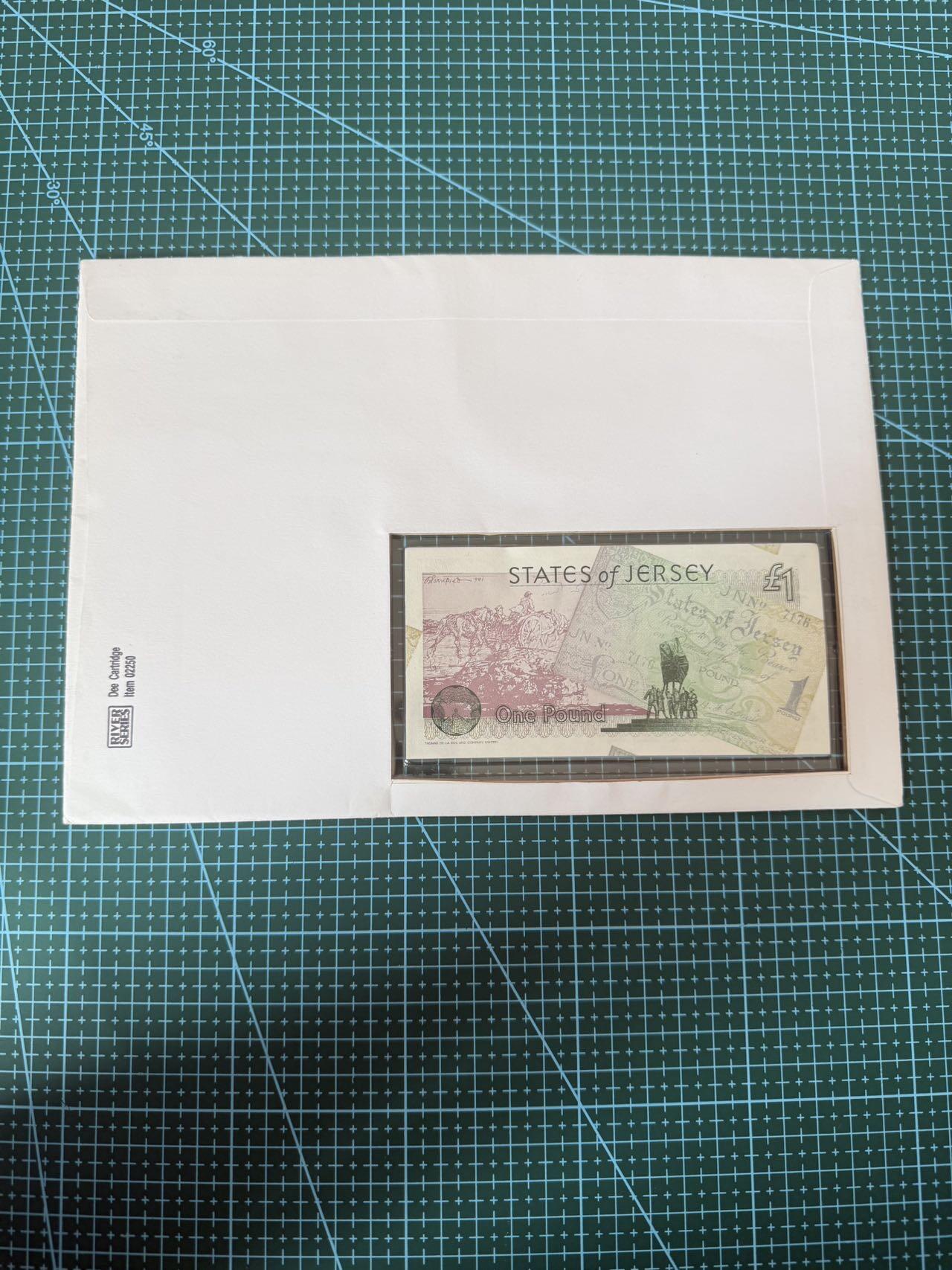 【炜奕收藏】，第四十期 1995年泽西解放50周年纪念钞首日封，号码无47，邮封有局部压痕