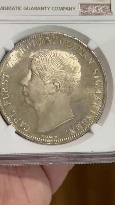 NGC-MS63 1847霍亨索伦西格玛宁根二狗子两泰勒 冠军