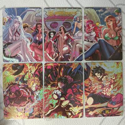 花开卡拍第33期（8月3号周日截拍，品控勿拍!!!拍品不寄存，运费5元，自制卡难免瑕疵，可能存在轻微撞角爆边等出厂瑕疵，品控介意勿拍！） - 海贼王卡牌 男卡三拼卡+女卡三拼卡 小圆点彩闪