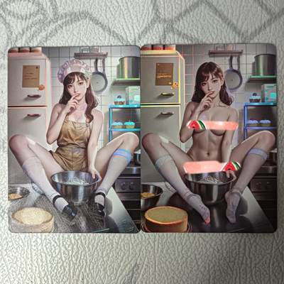 花开卡拍第33期（8月3号周日截拍，品控勿拍!!!拍品不寄存，运费5元，自制卡难免瑕疵，可能存在轻微撞角爆边等出厂瑕疵，品控介意勿拍！） - 都市丽人 甜点师  错版对卡 近清凉