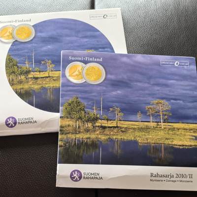 道一币馆币章第一百四十场 - 原包装 芬兰2010年芬兰马克流通150周年欧元纪念套币九枚 含2欧元纪念币