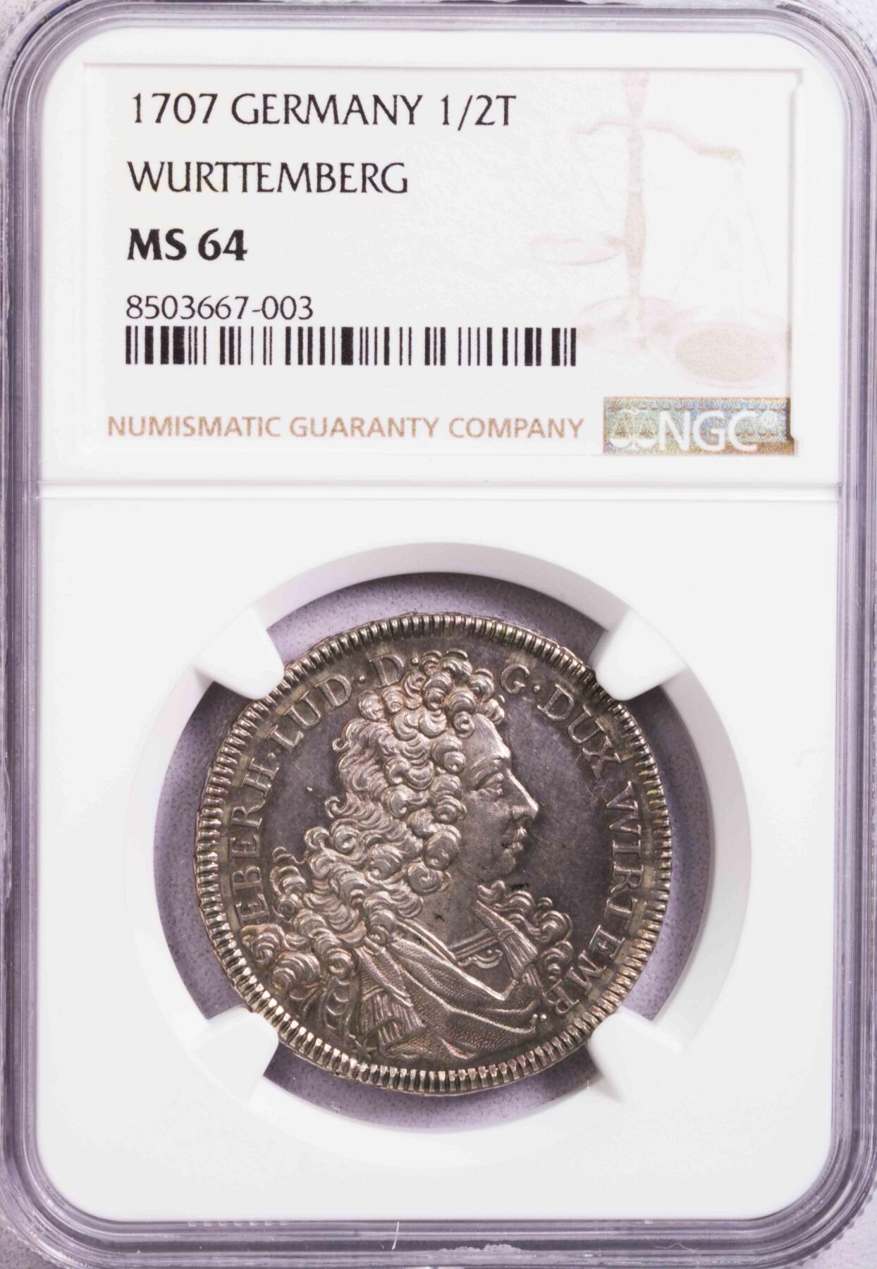 NGC-MS64 1707符腾堡路德维希半泰勒 冠军稀有