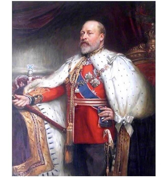 英国1910年 爱德华七世高浮雕精制大合金章 带铭牌 40MM