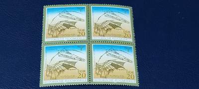 德国邮票专场，都是四方联 - 德国邮票四方联一张，1990年发行，欧洲航空邮展、古老的飞机。品相如图