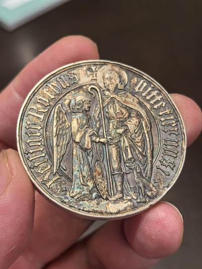 博洋堂世界钱币拍卖第134期（全场包邮） - 德国1895年宗教系列圣人指引大银章，39mm大银，背面是柏林大圣堂，高浮雕极美彩酱品质！