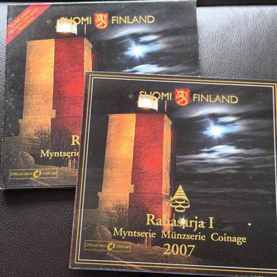 道一币馆币章第一百四十场 - 欧洲之星 芬兰2007年灯塔系列欧元纪念套币八枚+纪念章