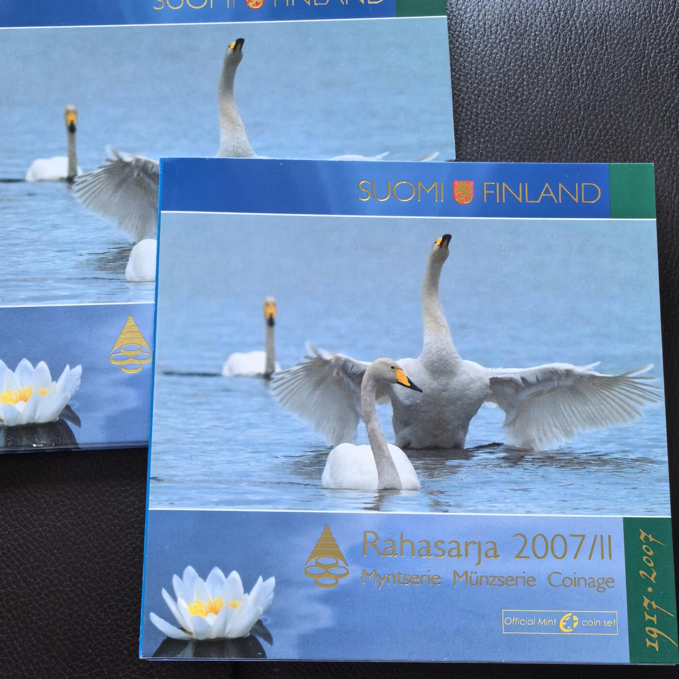 道一币馆币章第一百四十场 原包装 芬兰2007年天鹅纪念套币欧元套币九枚  含5欧元纪念币