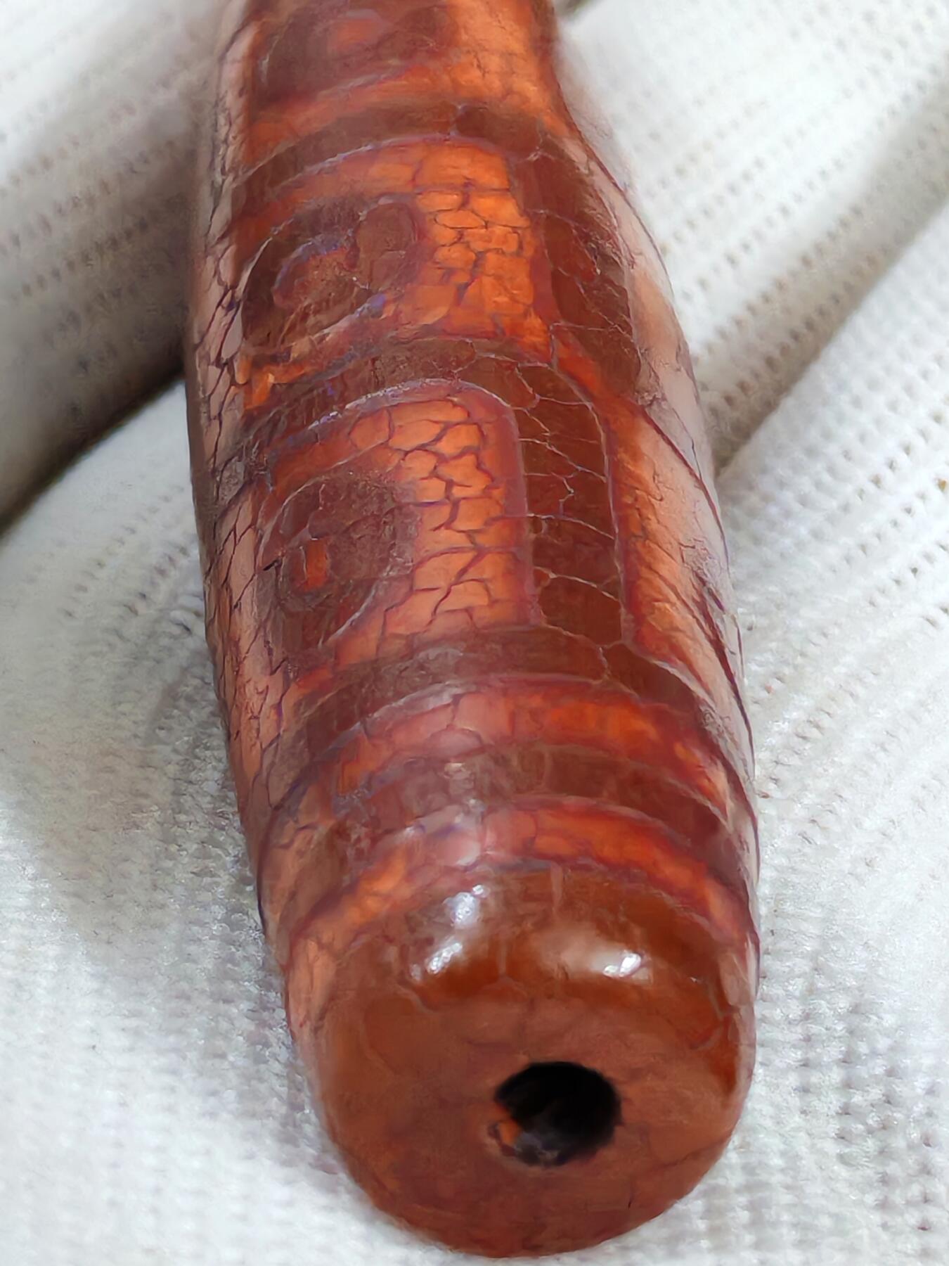 藏传包浆开片九眼大天珠(37017)尺寸70*17mm