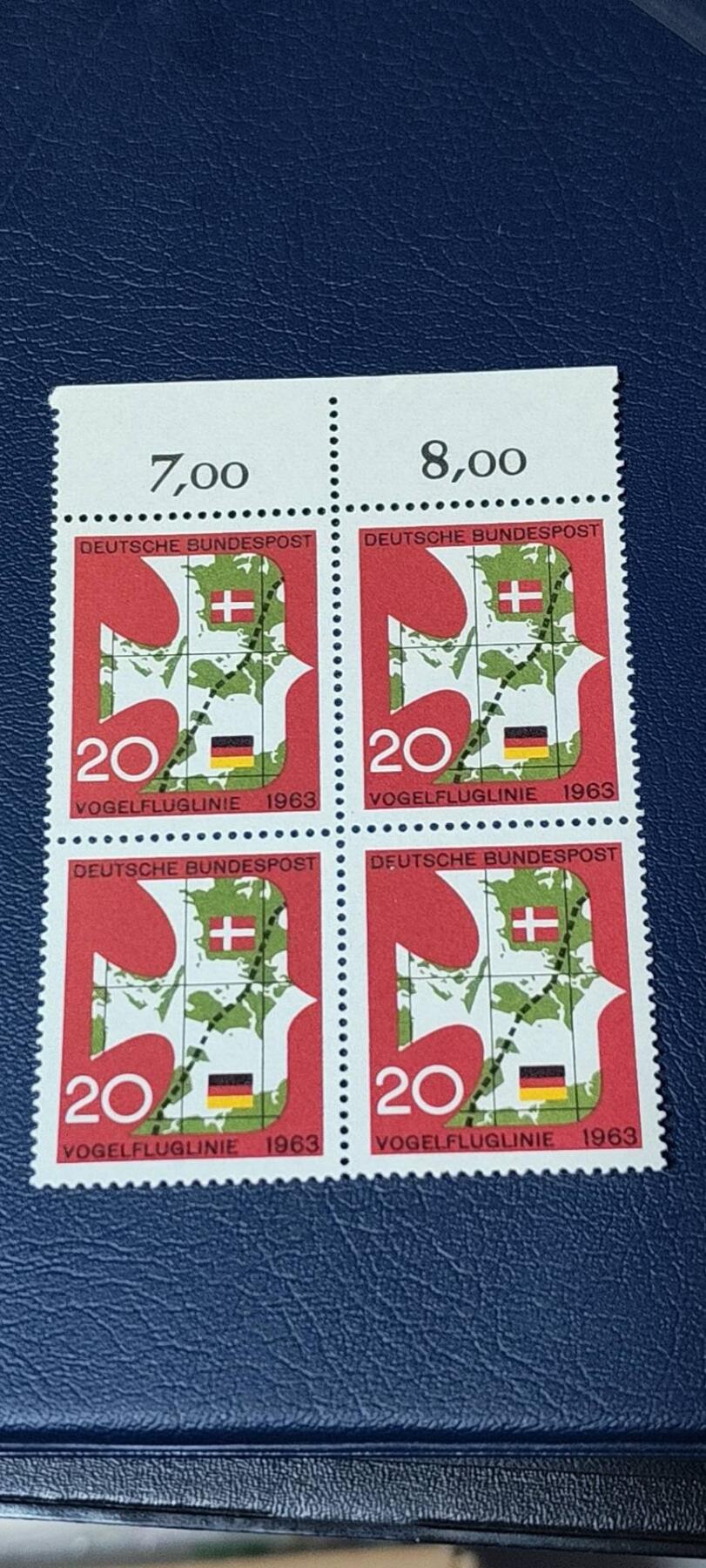 德国邮票专场，都是四方联 德国邮票四方连，1963年发行，德国至哥本哈根最短交通线，品相如图