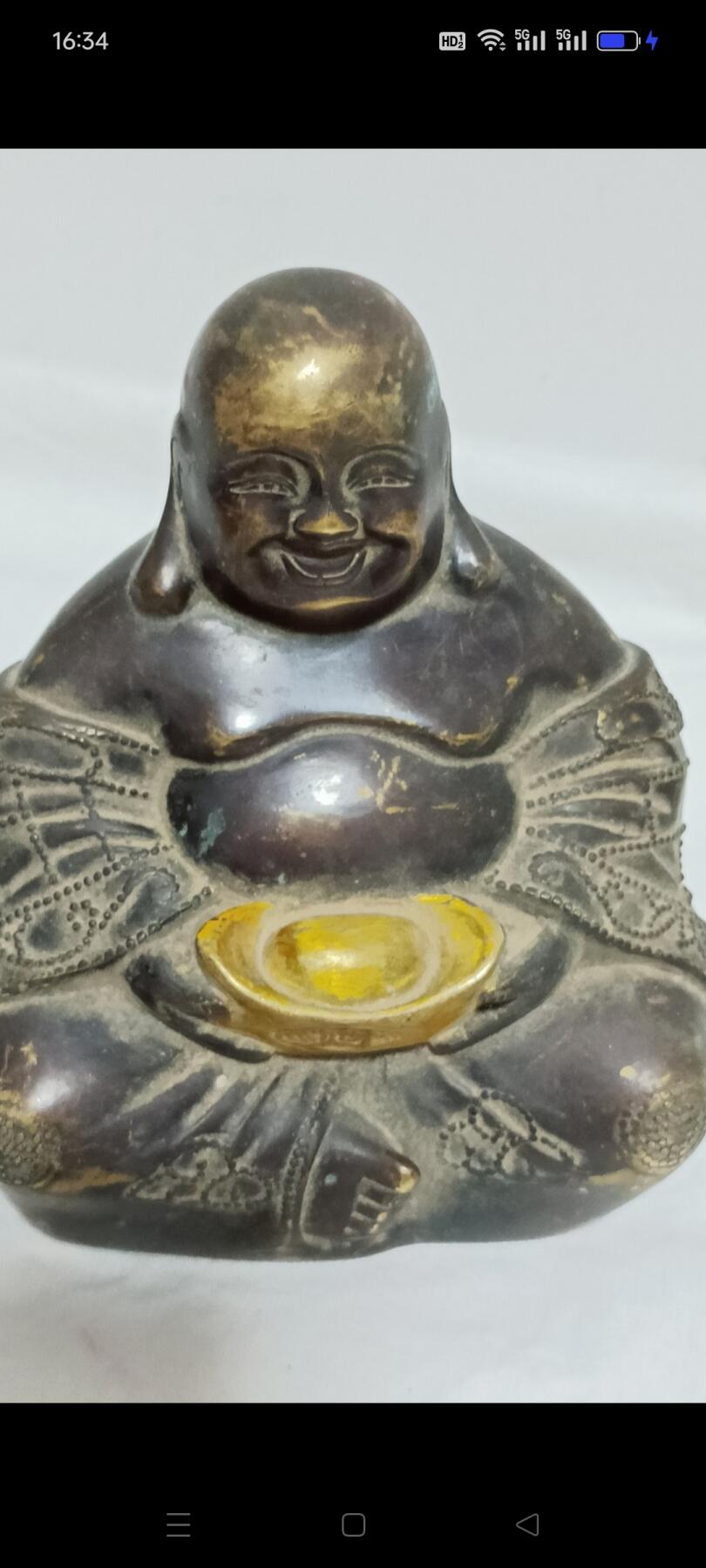 清代弥勒佛圣像，手持金元宝，寓意好，可收藏，可供奉 镇宅 辟邪 保平安，保存完整，包老！