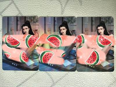 花开卡拍第33期（8月3号周日截拍，品控勿拍!!!拍品不寄存，运费5元，自制卡难免瑕疵，可能存在轻微撞角爆边等出厂瑕疵，品控介意勿拍！） - 嘎嘎鸭 柳美兰艺术卡  3渐变（五）彩闪