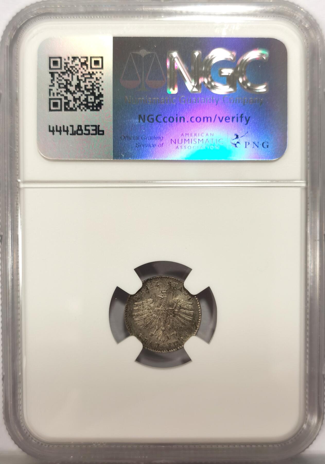博洋堂世界钱币拍卖第134期（全场包邮） NGC MS65 德国法兰克福1839年城市景观1克鲁泽银币