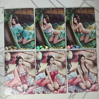 花开卡拍第33期（8月3号周日截拍，品控勿拍!!!拍品不寄存，运费5元，自制卡难免瑕疵，可能存在轻微撞角爆边等出厂瑕疵，品控介意勿拍！） - 燎原卡牌 乱世红颜系列 小乔+大乔 三渐变共6张 彩闪